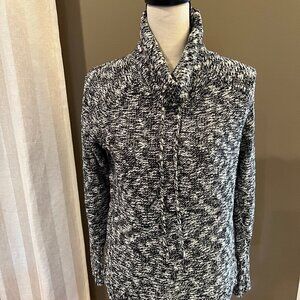 Chaps Black & White Cowl Neck Sweater, Size Small